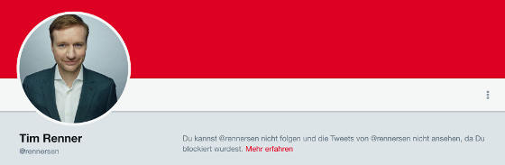 Tim Renner Twitter blockiert